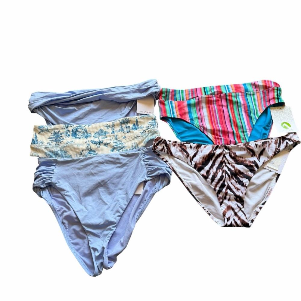 NWT Large Swim Bottom Bundle Gibson Latimer Mixed Brands Bikini Bottoms 5 Piece